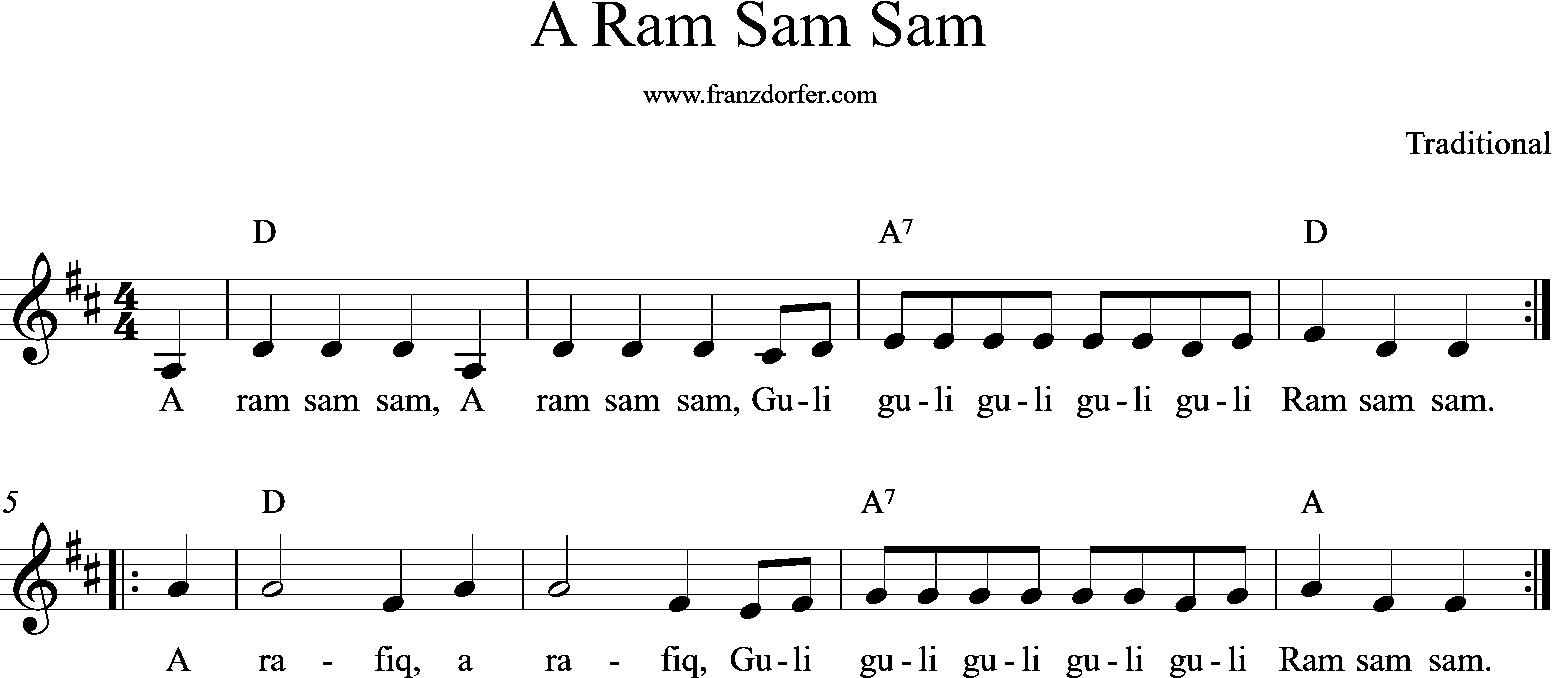 A Ram Sam Sam , D-Dur