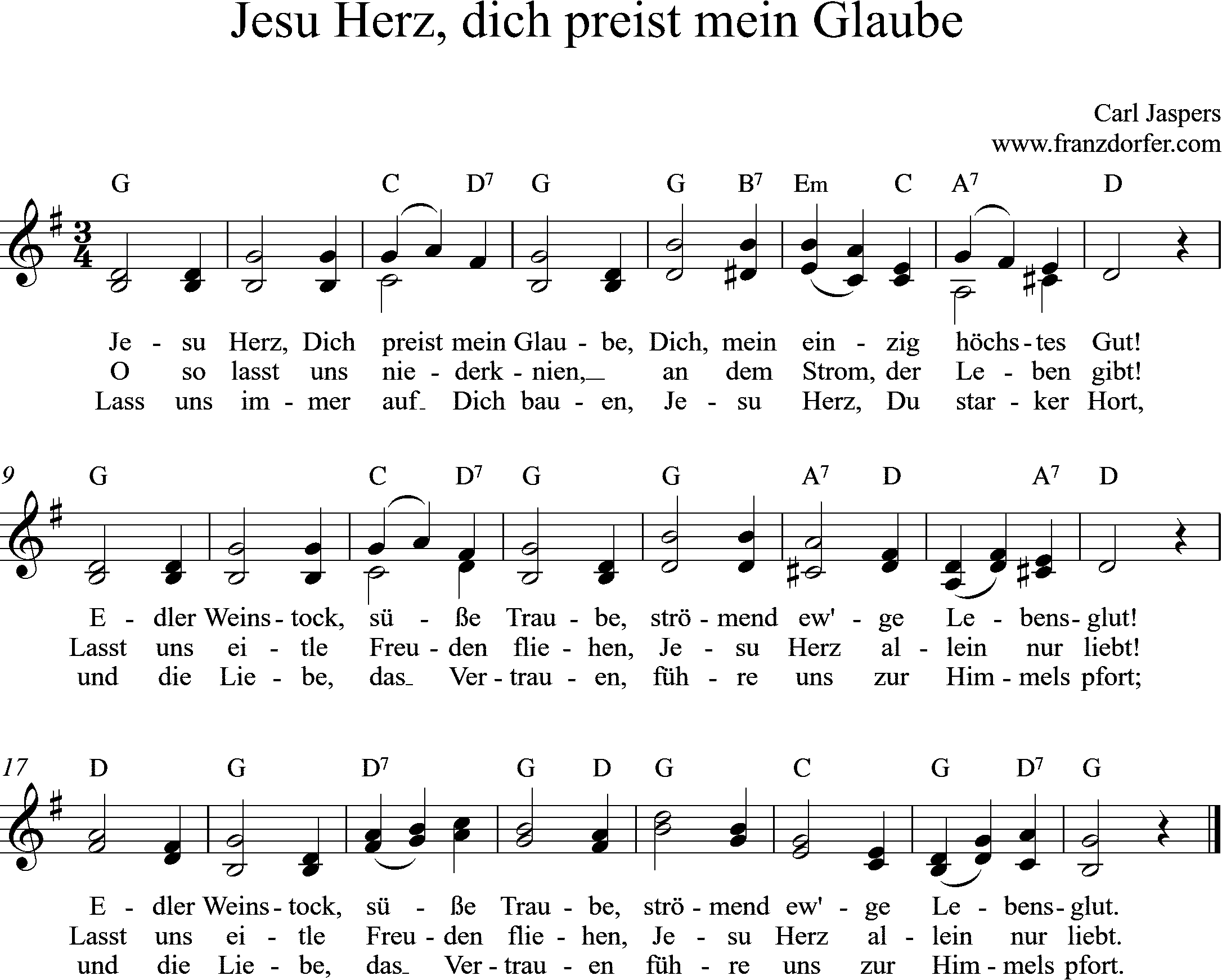 Noten, Jesu Herz dich preist