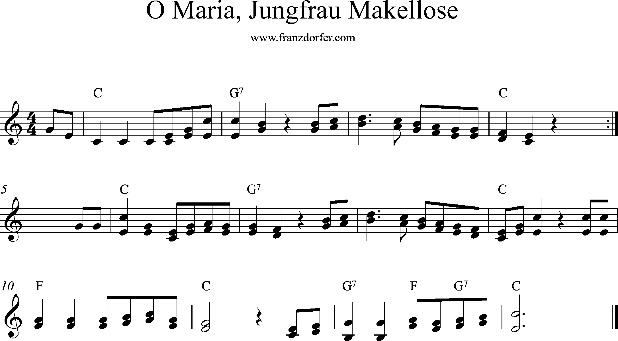 Noten, zdrava diva , O Maria