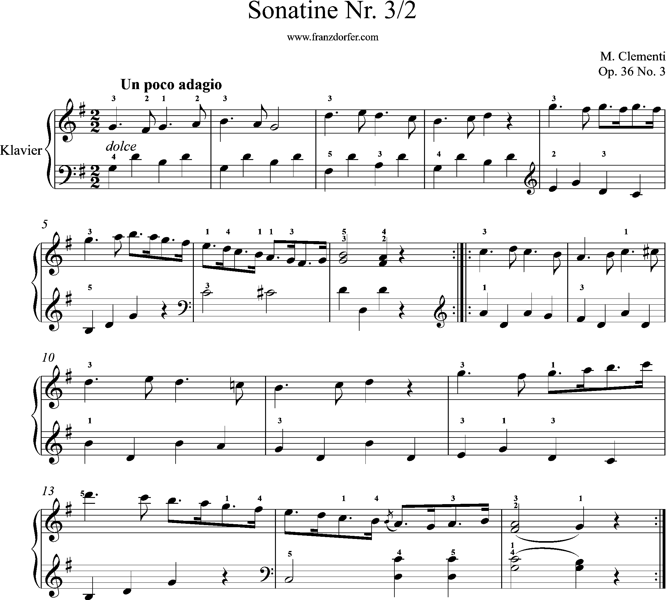 Clementi, Sonatine Nr. 3, 2.satz, un poco adagio