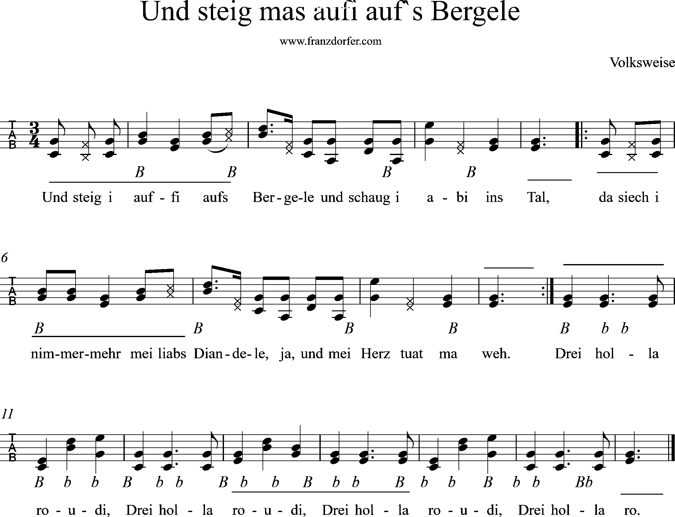 Griffschrift, Steig i aufi aufs Bergele