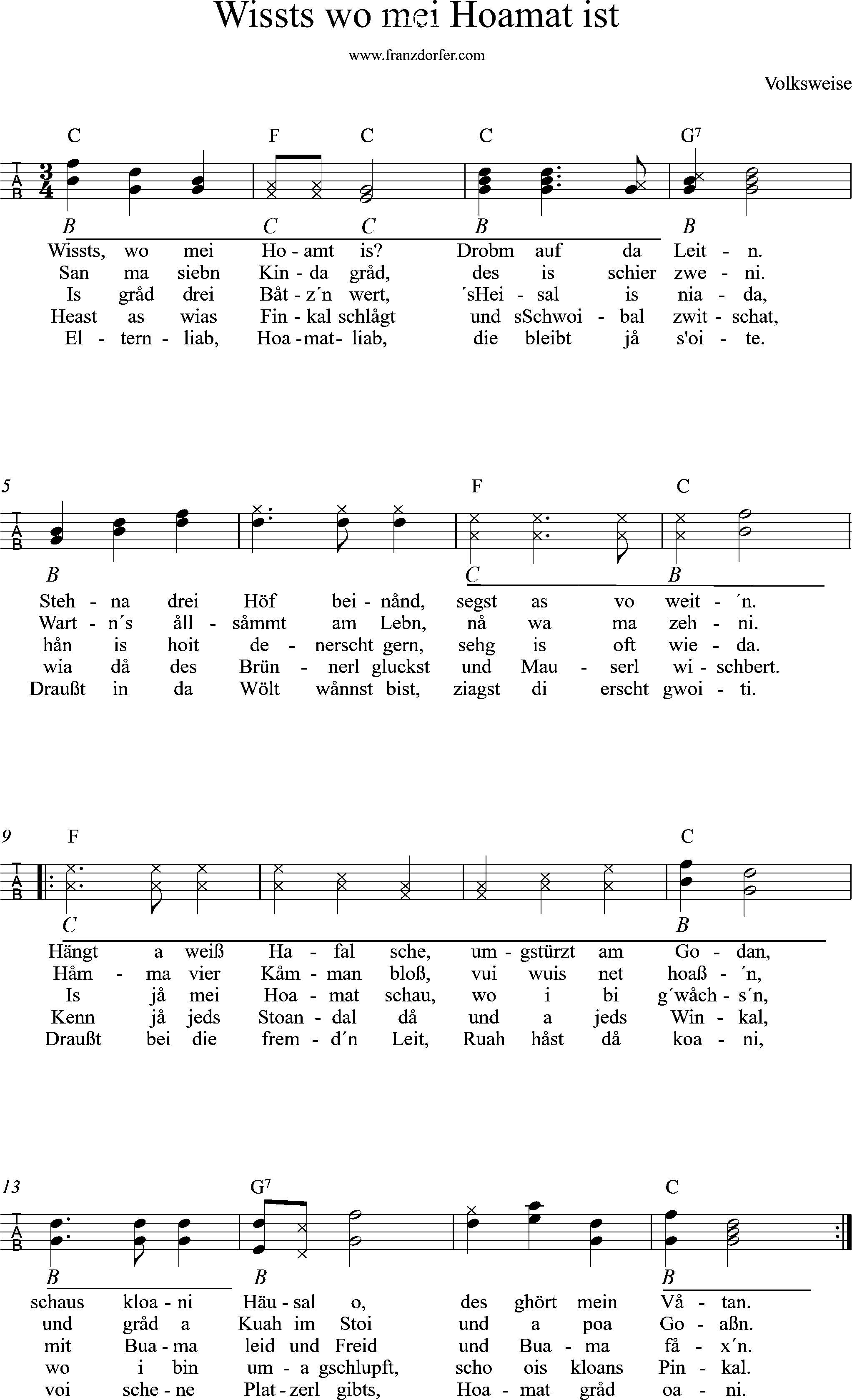 Griffschrift, Wissts wo mei Hoamat