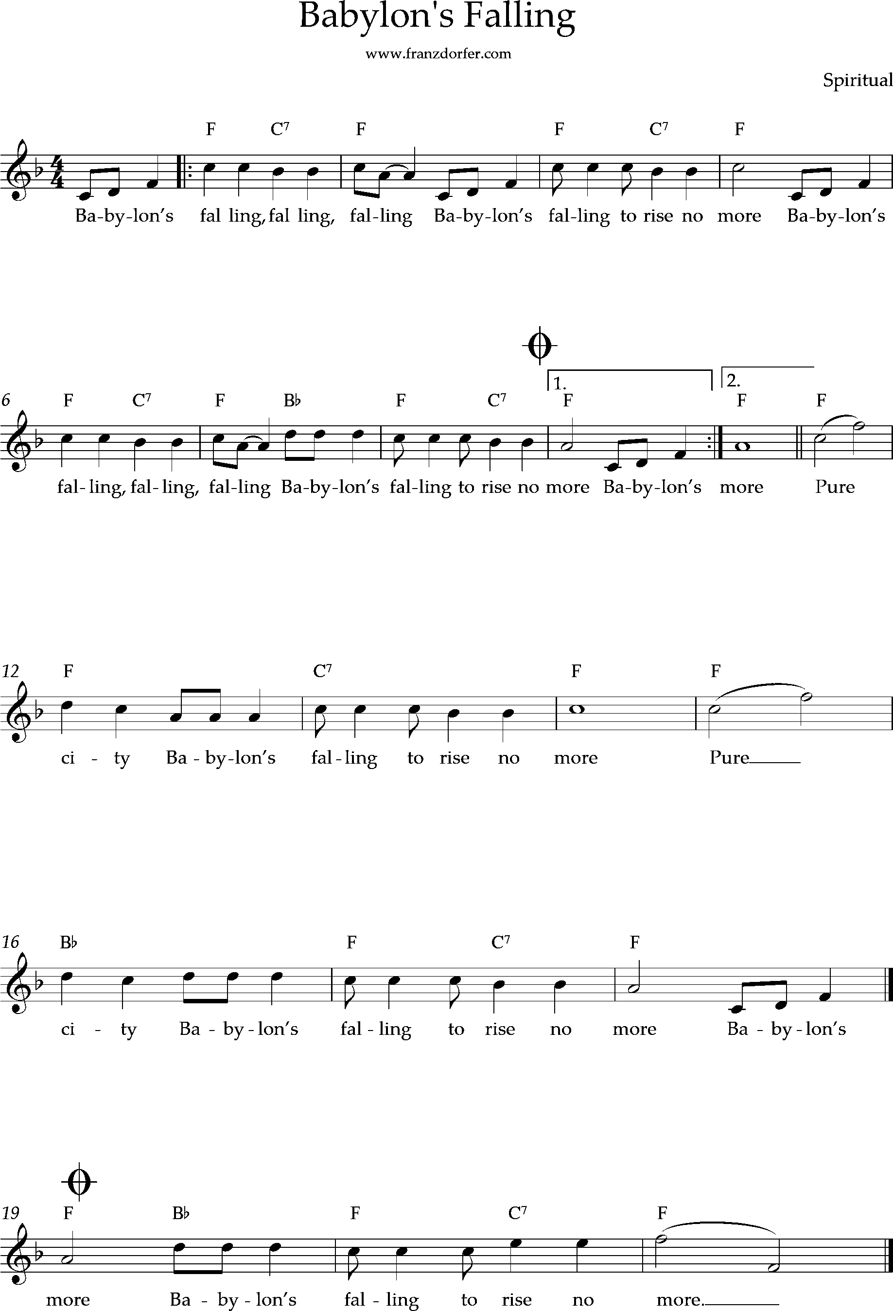 leadsheet, F-Major, Babylon's Fallinf