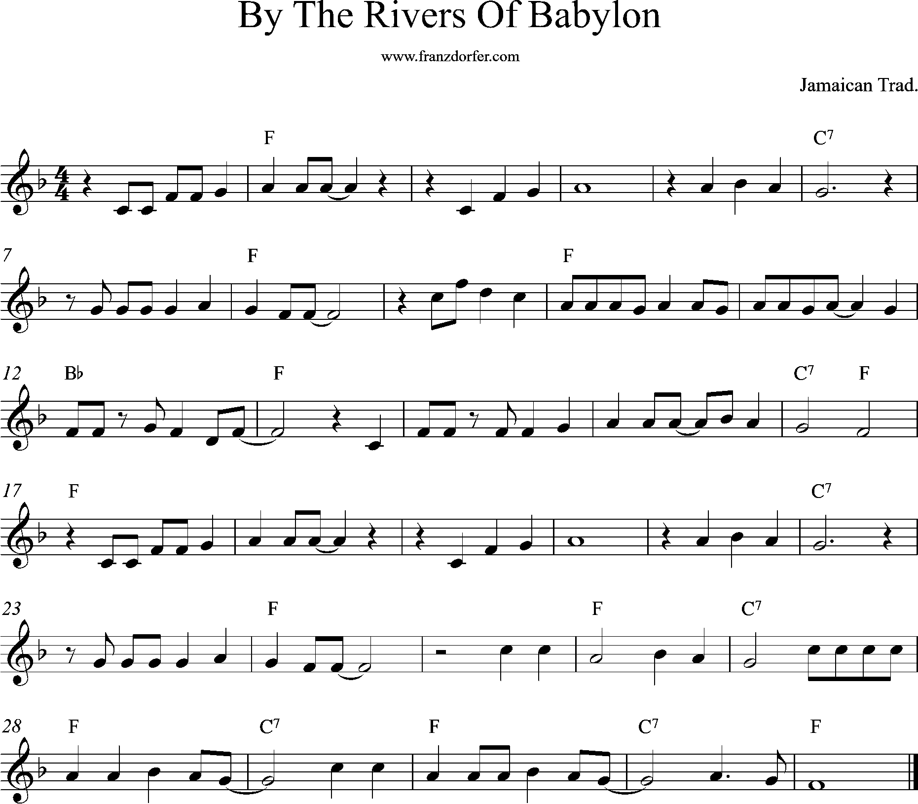 leadsheet-, F-Major, By the Rivers of Babylon