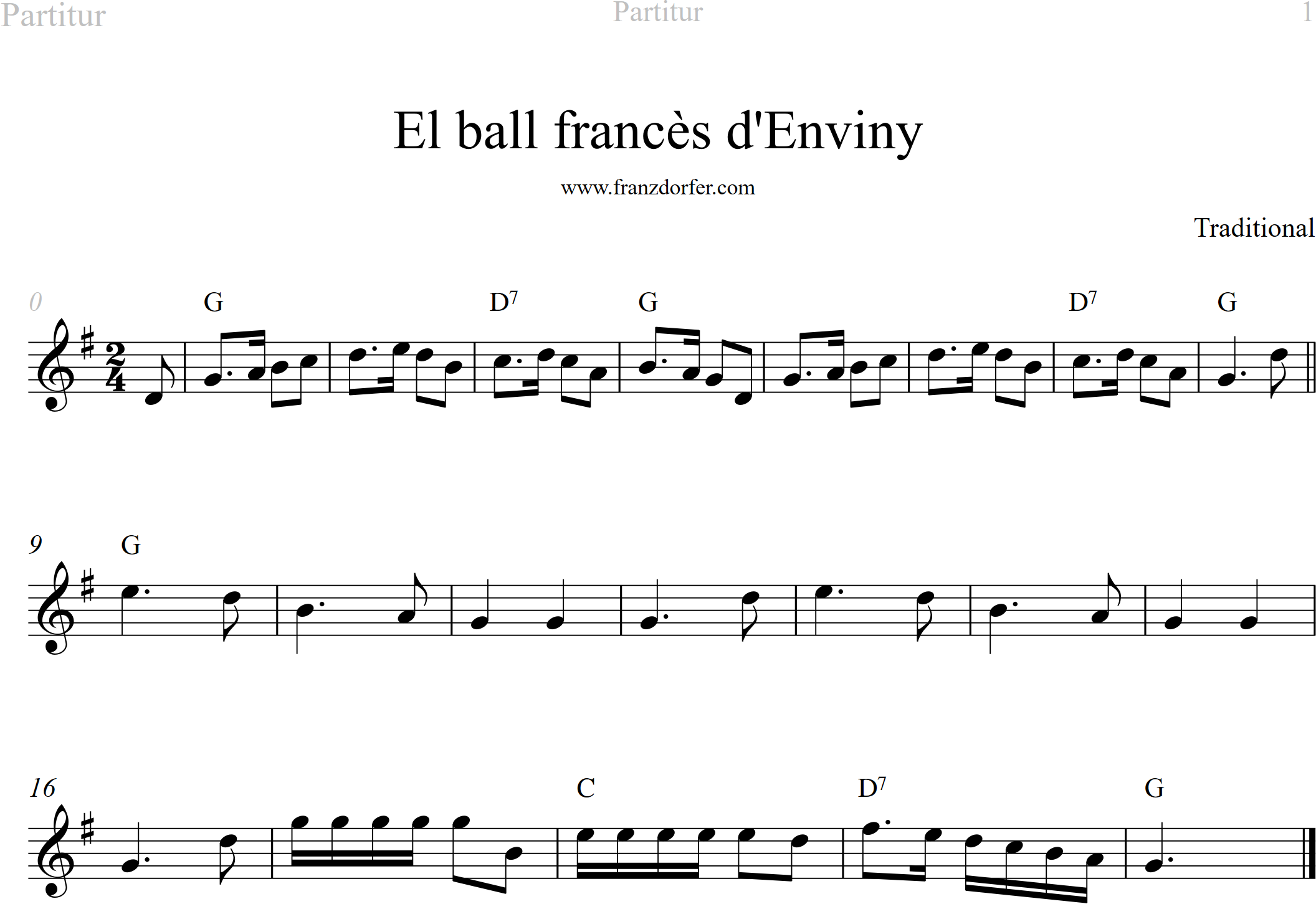 leadsheet, G-Major, El Ball frances