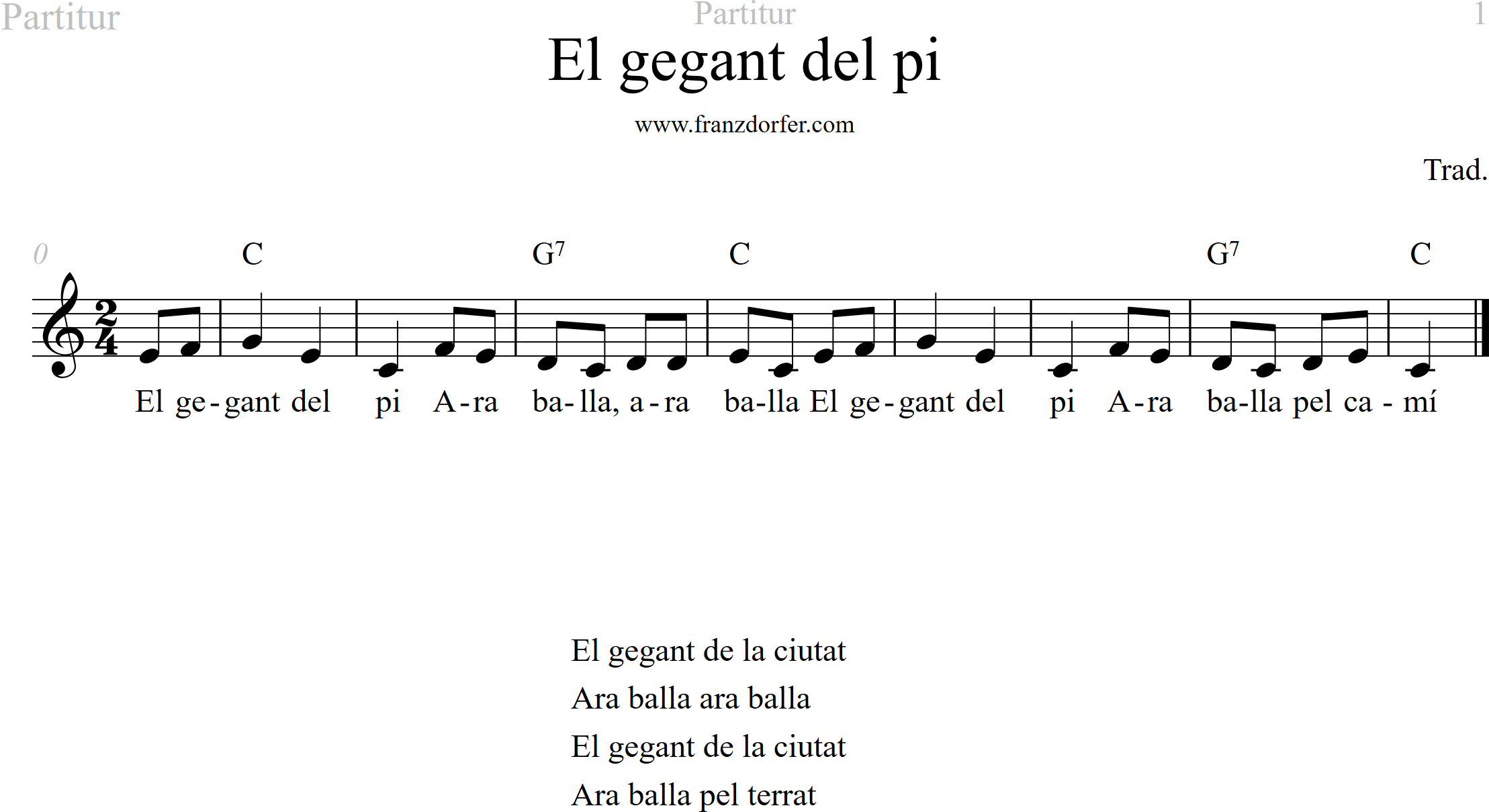 leadsheet, C-Major, el gegant