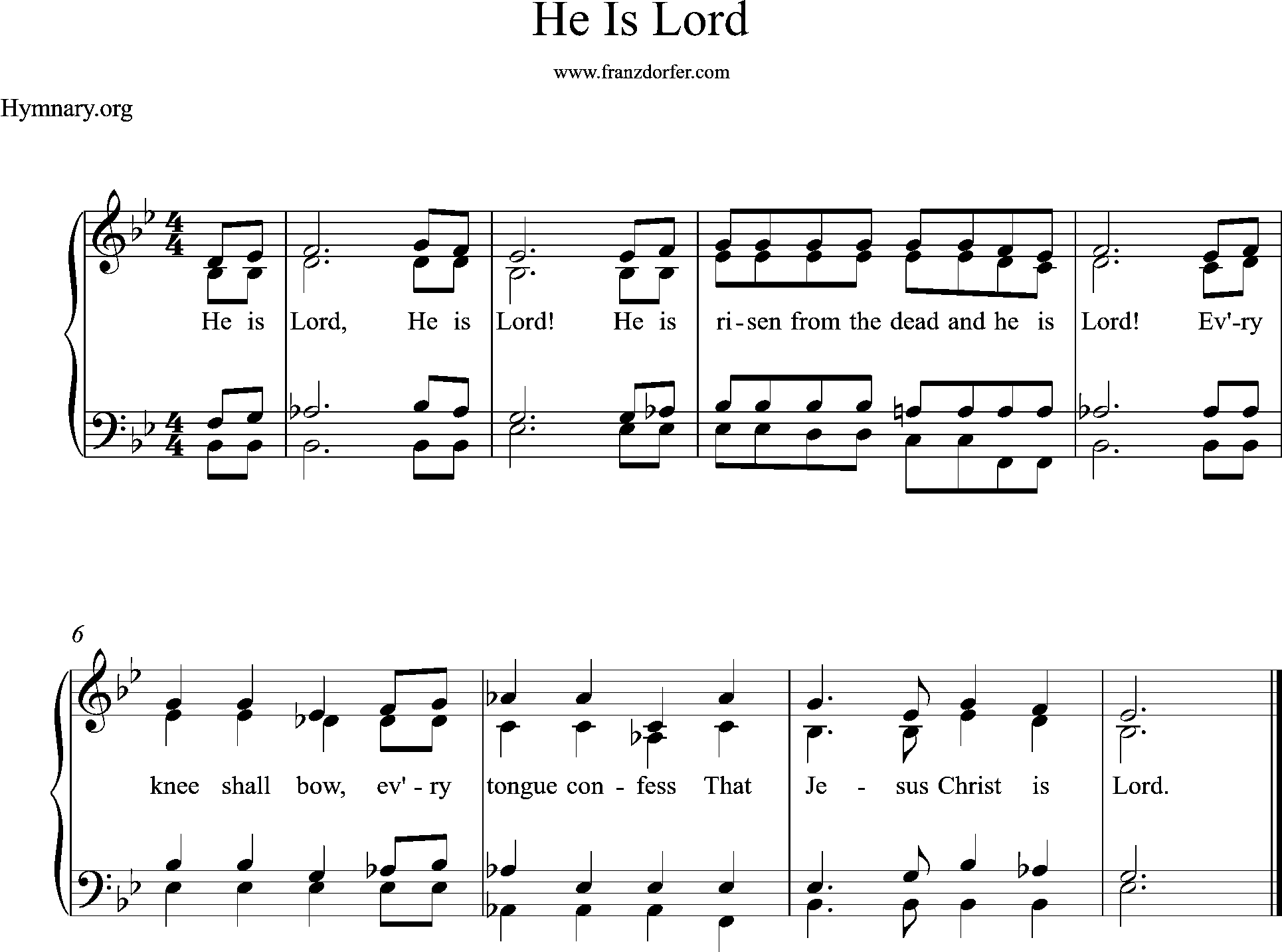 choir-, Organ-, Sheetmusic, Bb-Major, He is Lord