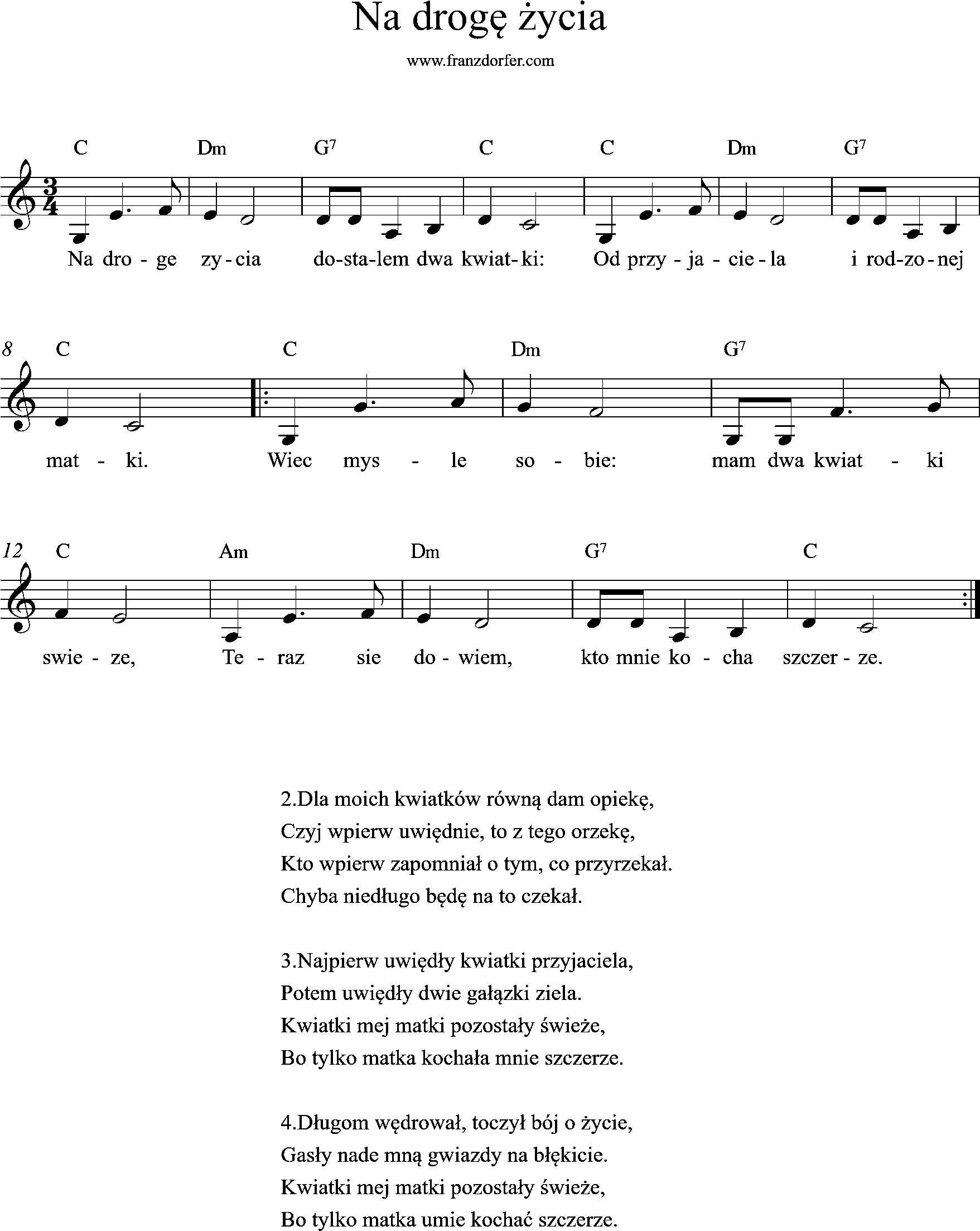 leadsheet, C-Major, Na droge