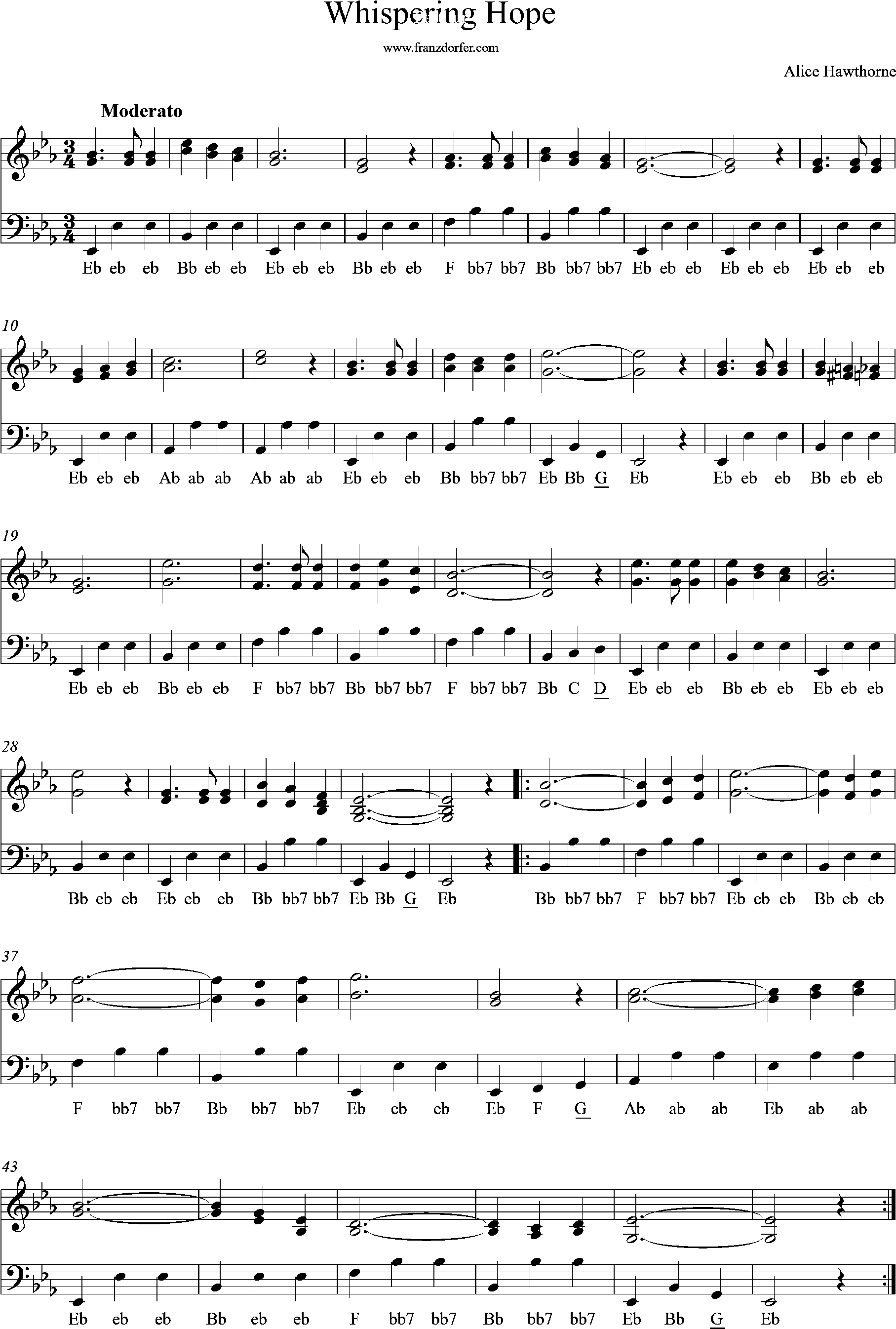 Eb-Major, Accordion Sheetmusic, Whispering Hope