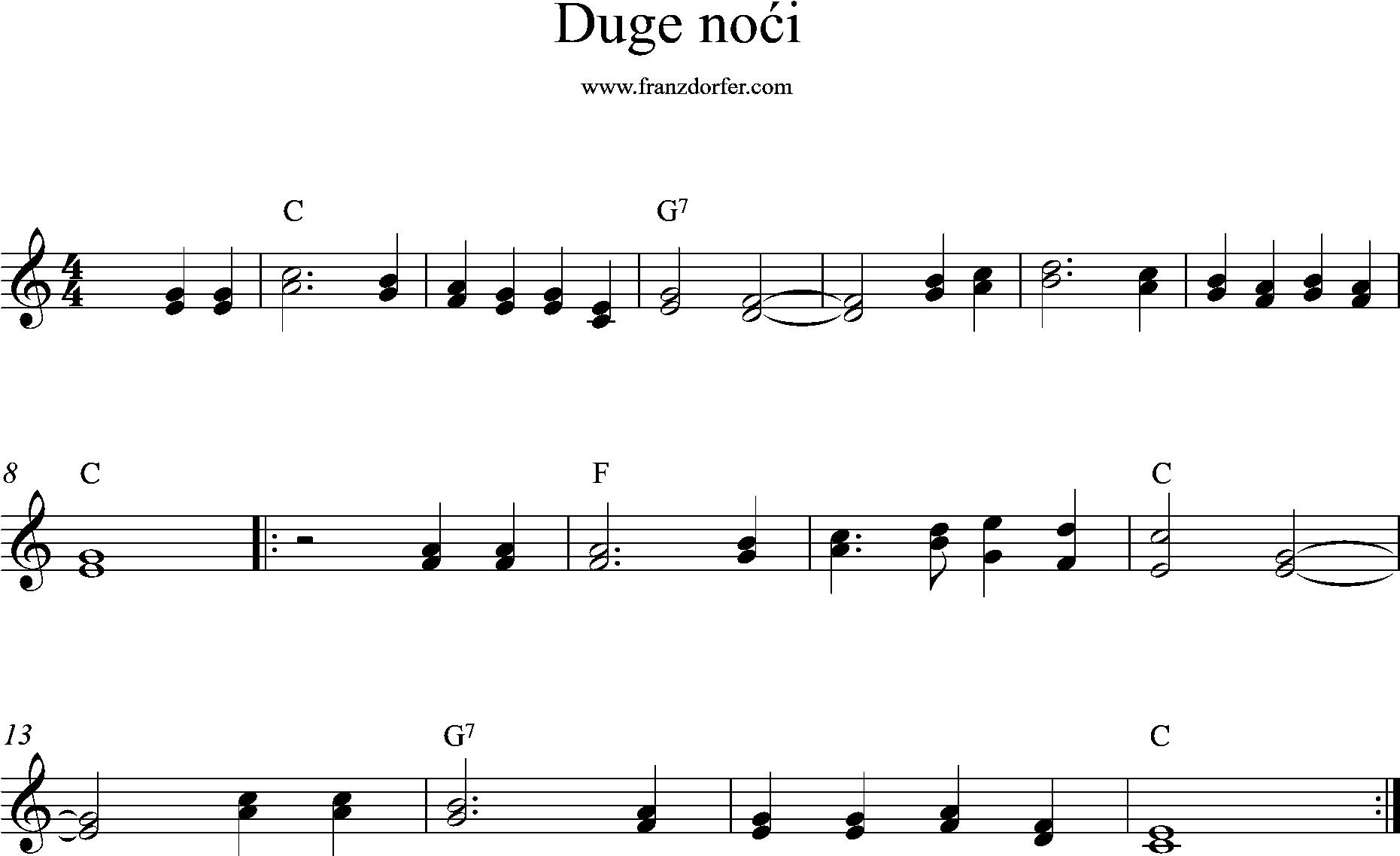 f-Major, duge noci, sheetmusic