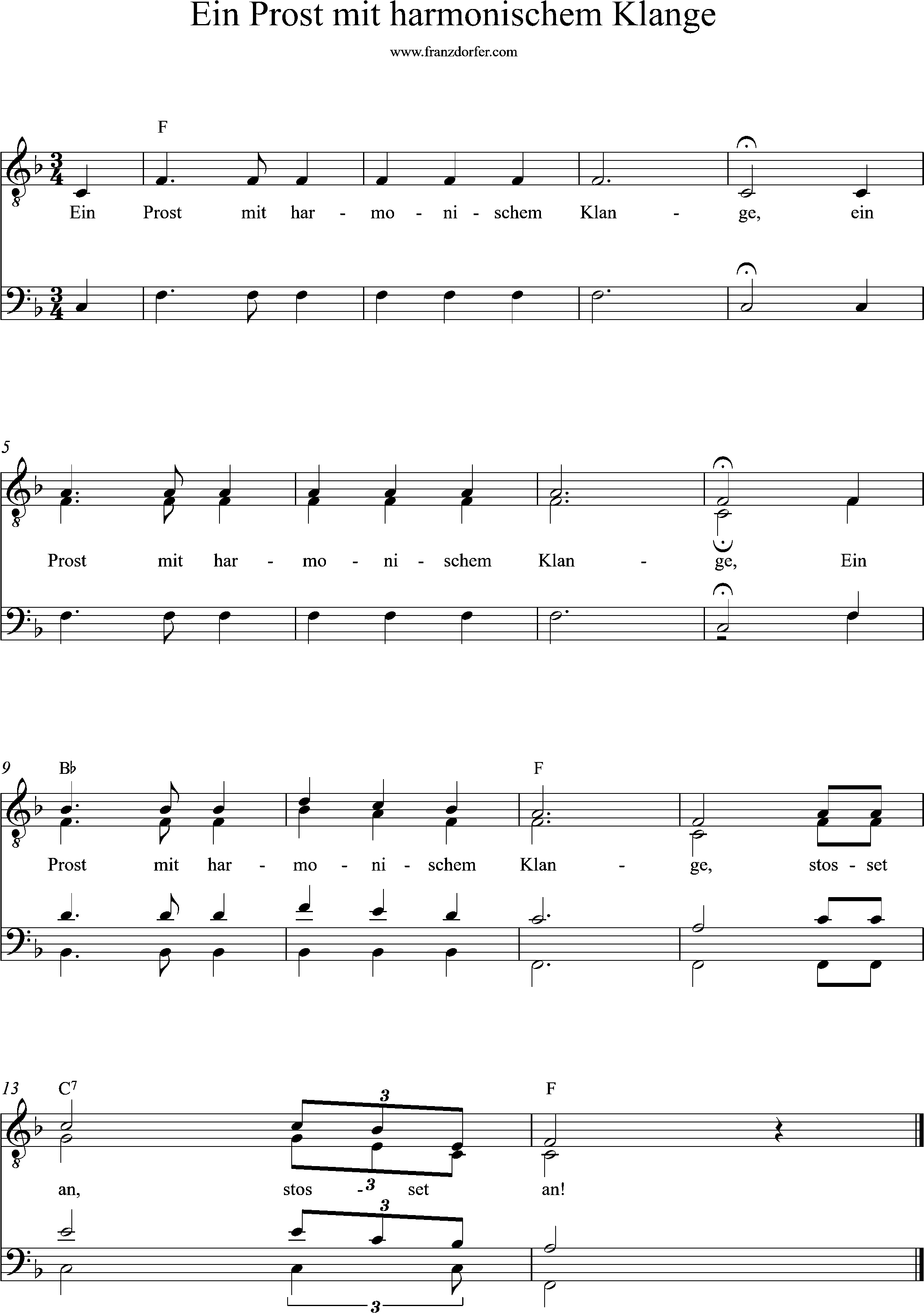 Noten Männerchor, Ein Prost mit harmonischem Klange