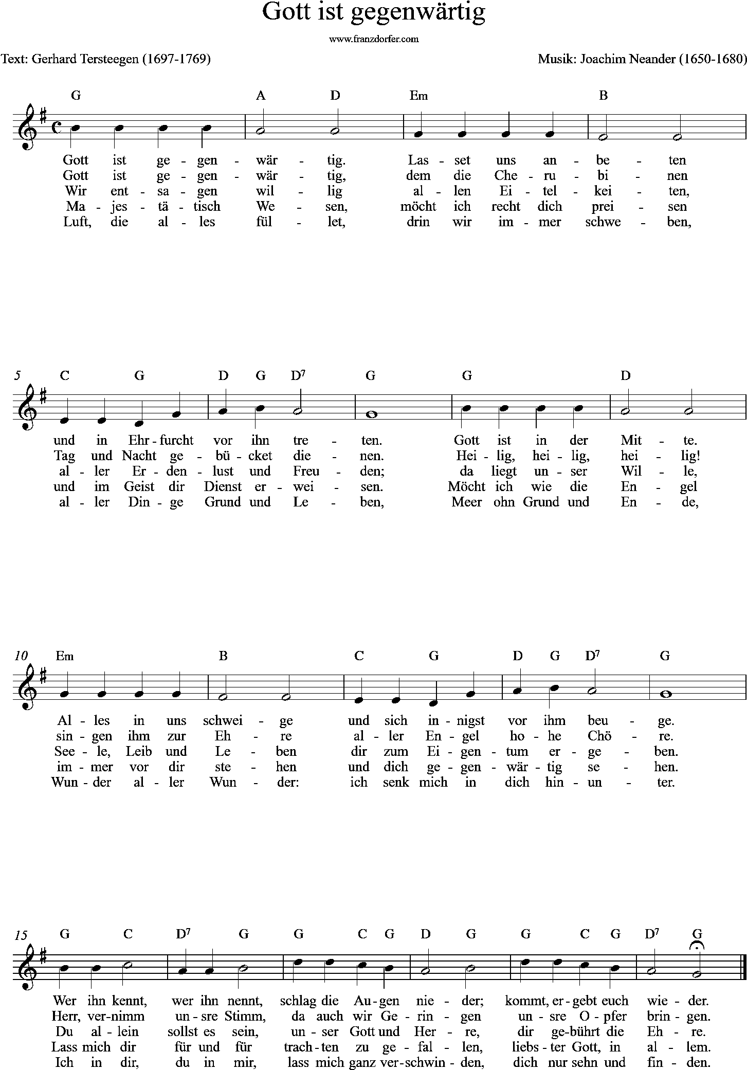 Melodie+Chords, Gott_ist_gegenwärtig-chords