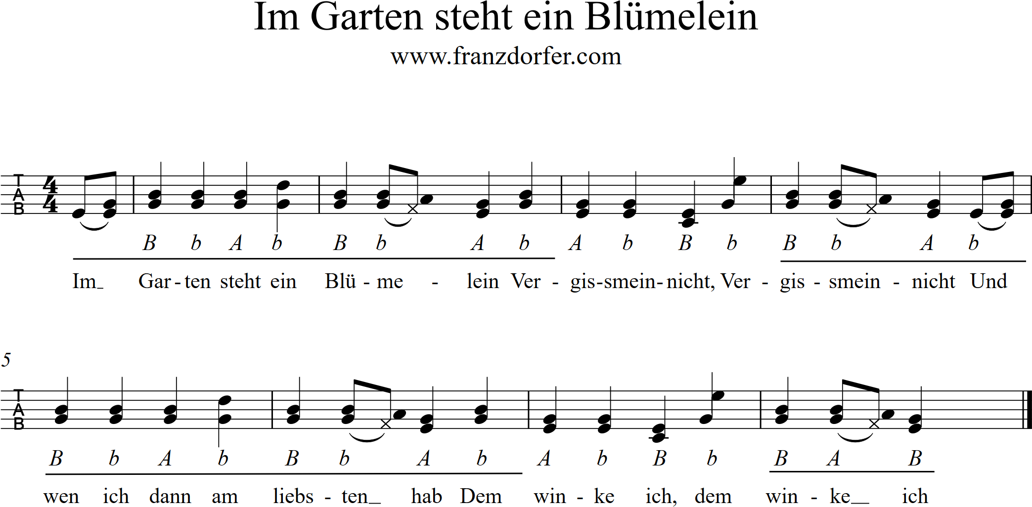 noten für steirische harmonika, - im garten steht ein blümelein