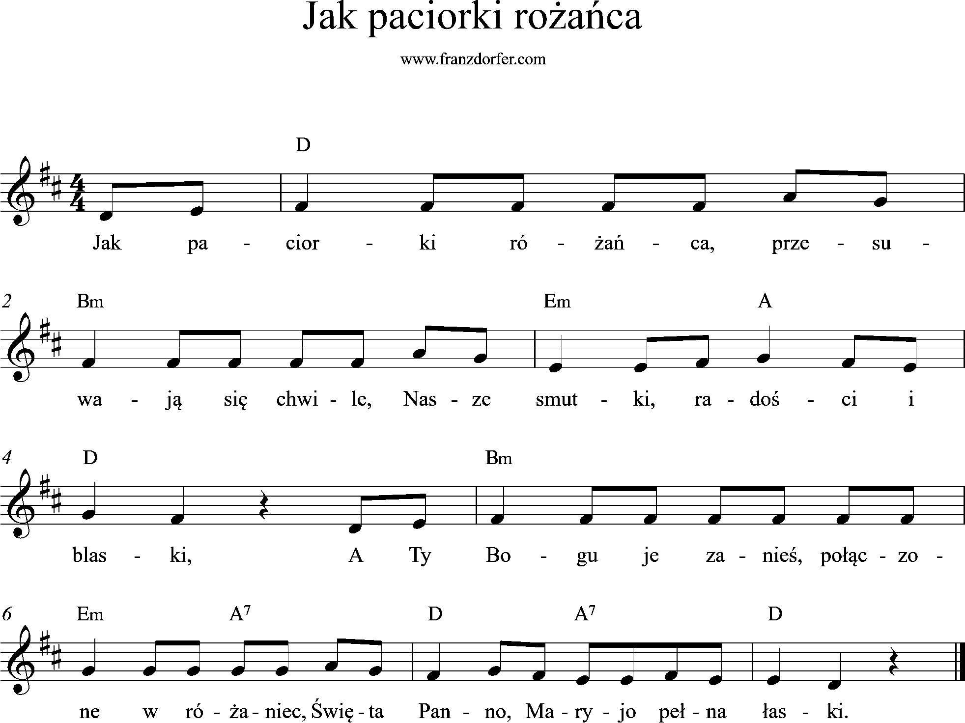 nuty- leadsheet, Jak paciorki rożańca