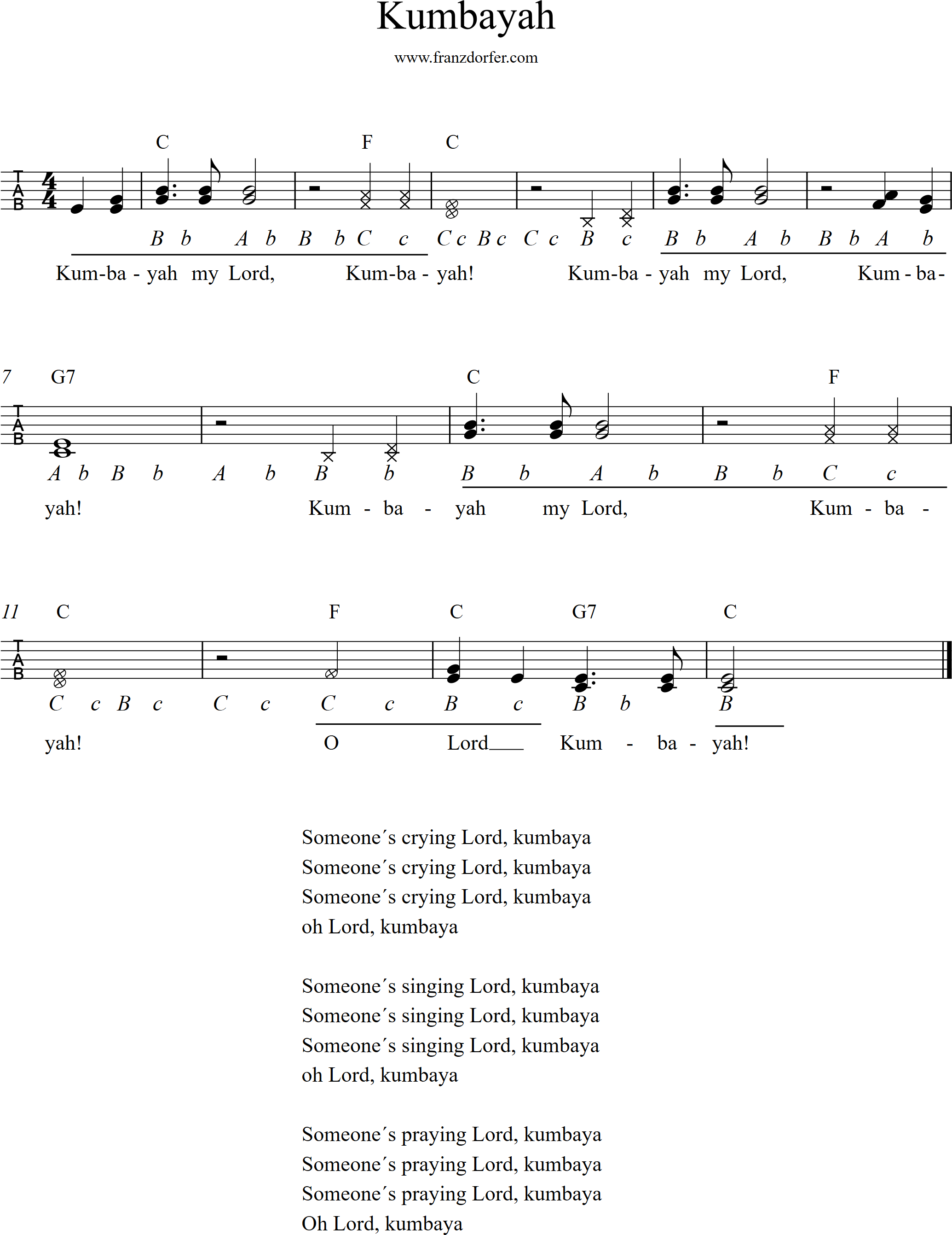 Noten für steirische harmonika- Kumbayah