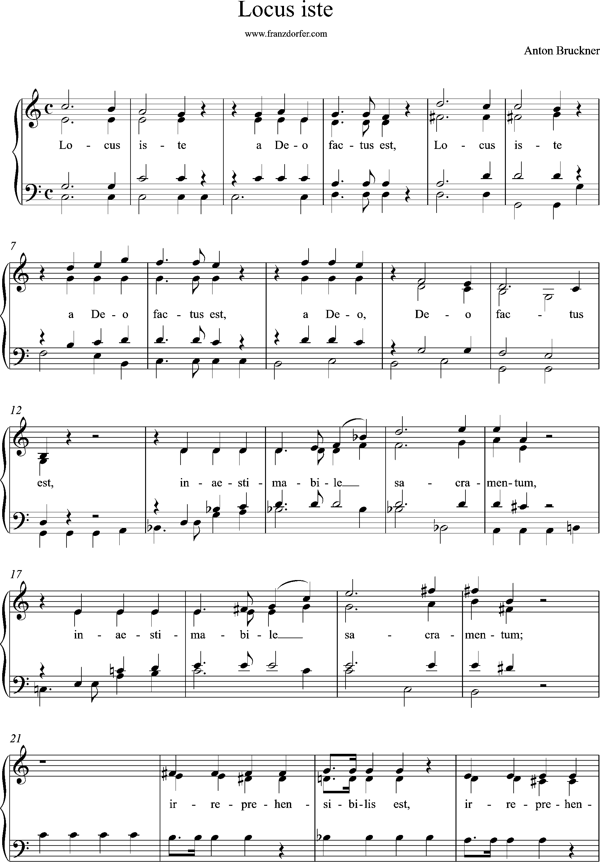 Klavier-, Orgelnoten, C-Dur, Locus iste