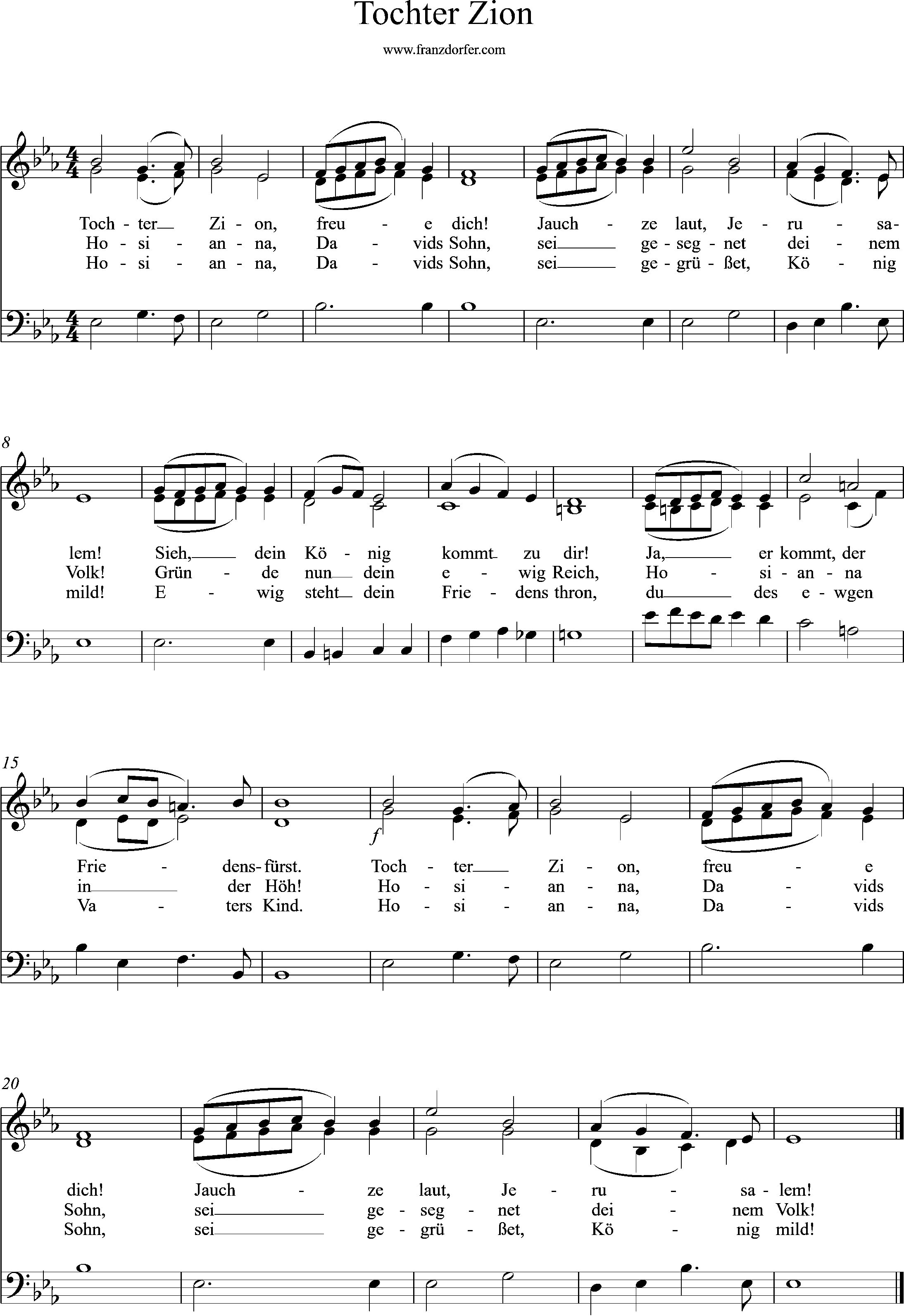 3stimmig, Eb-Dur, Tochter Zion