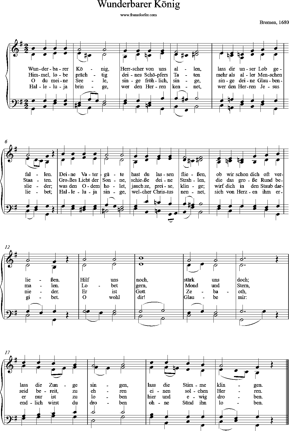 Chor-, Orgelnoten, Wunderbarer König