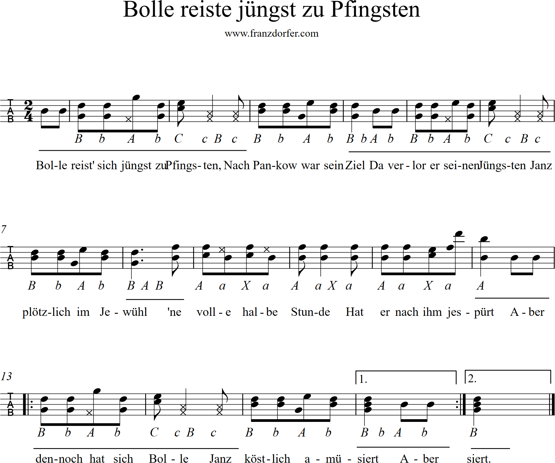 noten für steirische harmonika, bolle reite