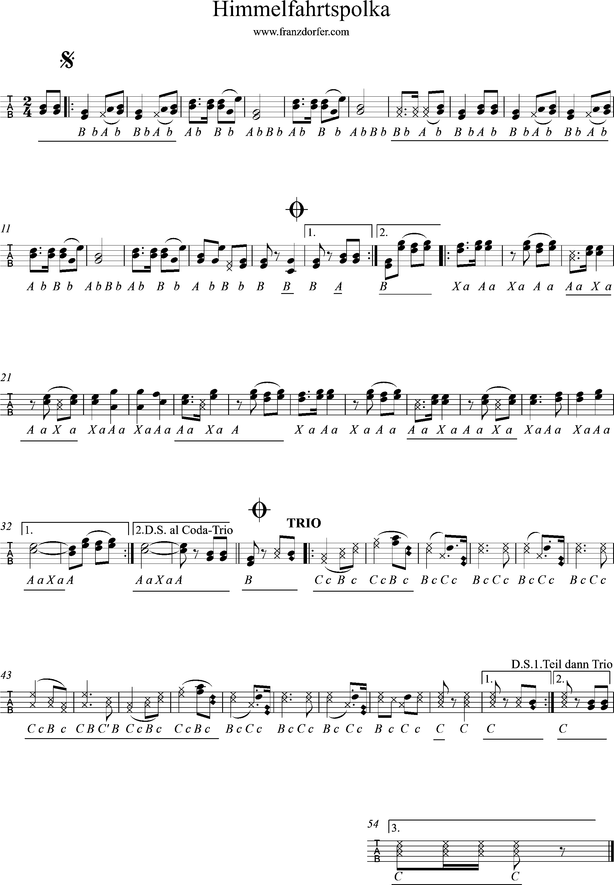 noten für steirische harmonika, himmelfahrtspolka