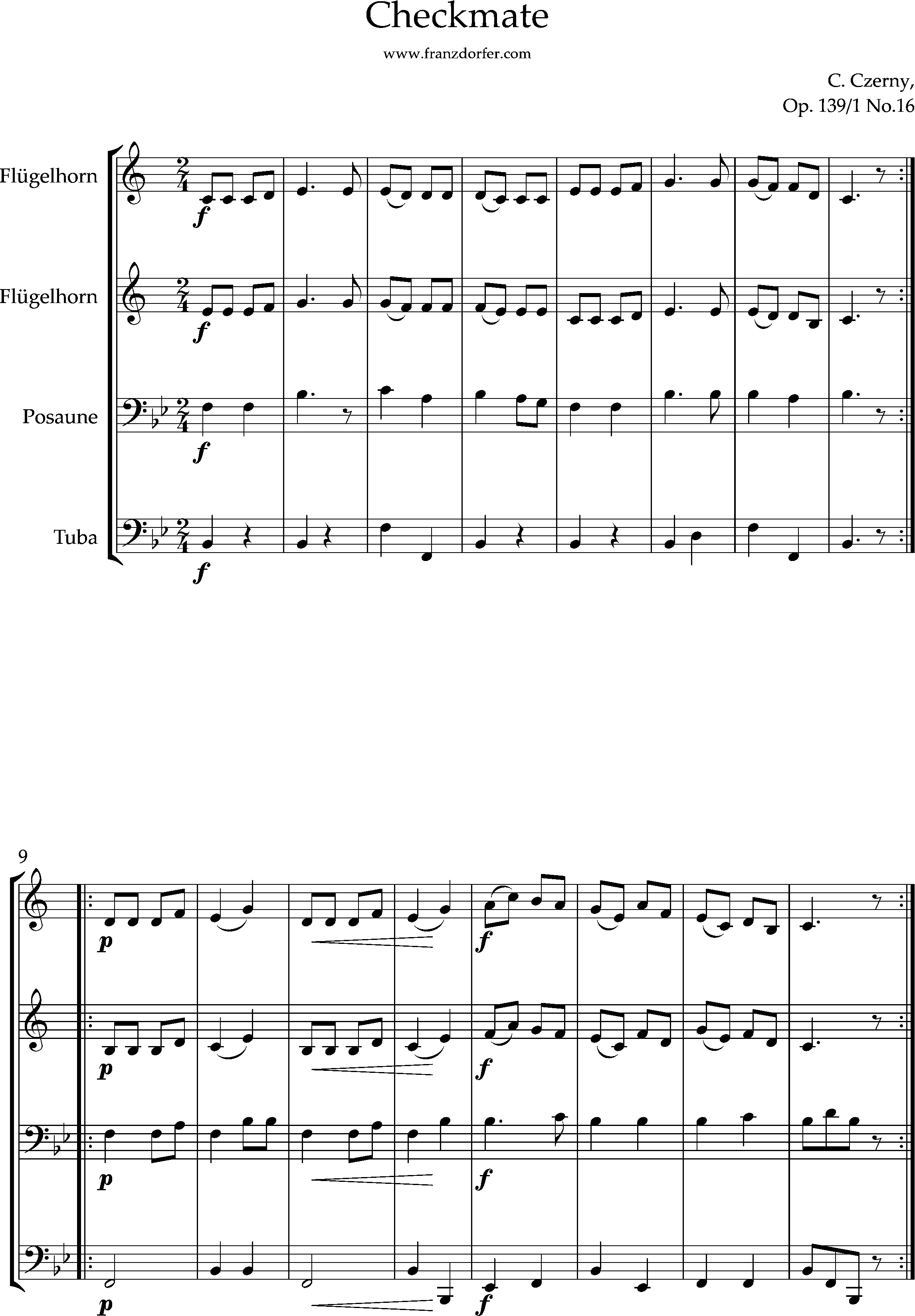 Noten für Blechbläser, Quartett, Anfänger, Beginner