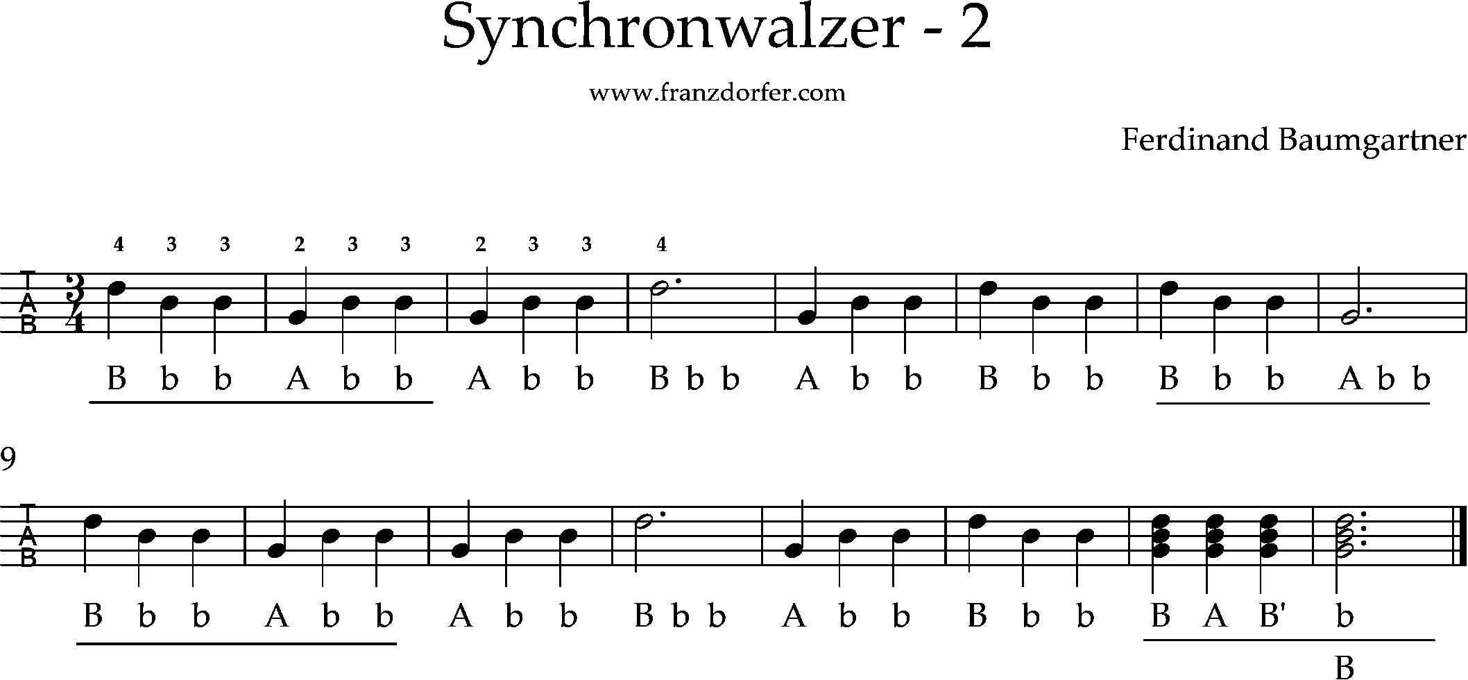 Griffschrift, Ziachnoten, Synchronwalzer-2 steirische harmonika lernen, Synchronwalzer-2
