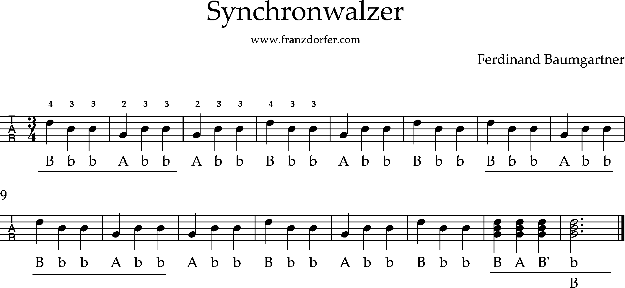 Griffschrift, Ziachnoten, Synchronwalzer steirische harmonika lernen, Synchronwalzer