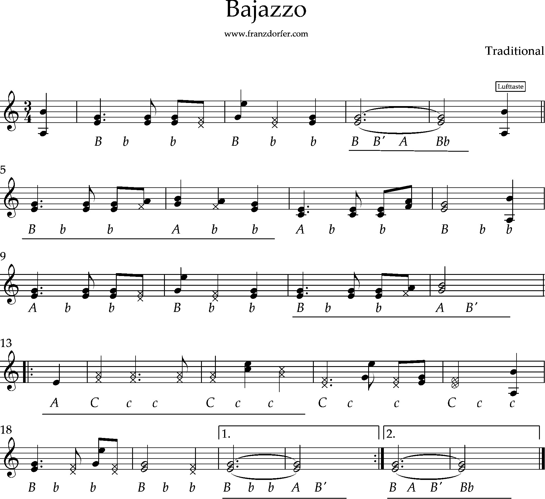 Warum bist du gekommen, Bajazzo, Griffschrift Steirische Lernen, Bajazzo, Griffschrift