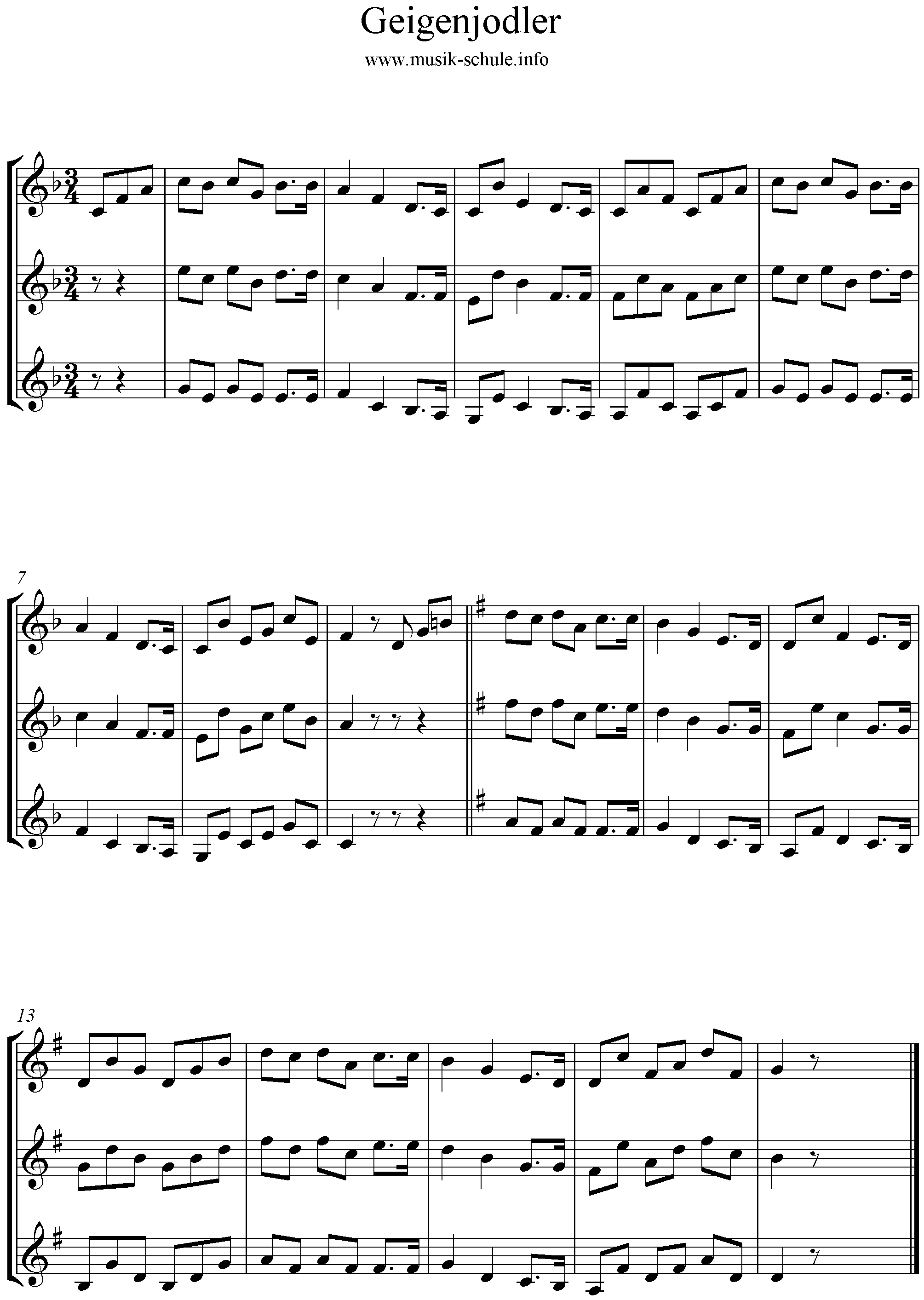 Geigenjodler, Trionnoten Grigenjodler in G