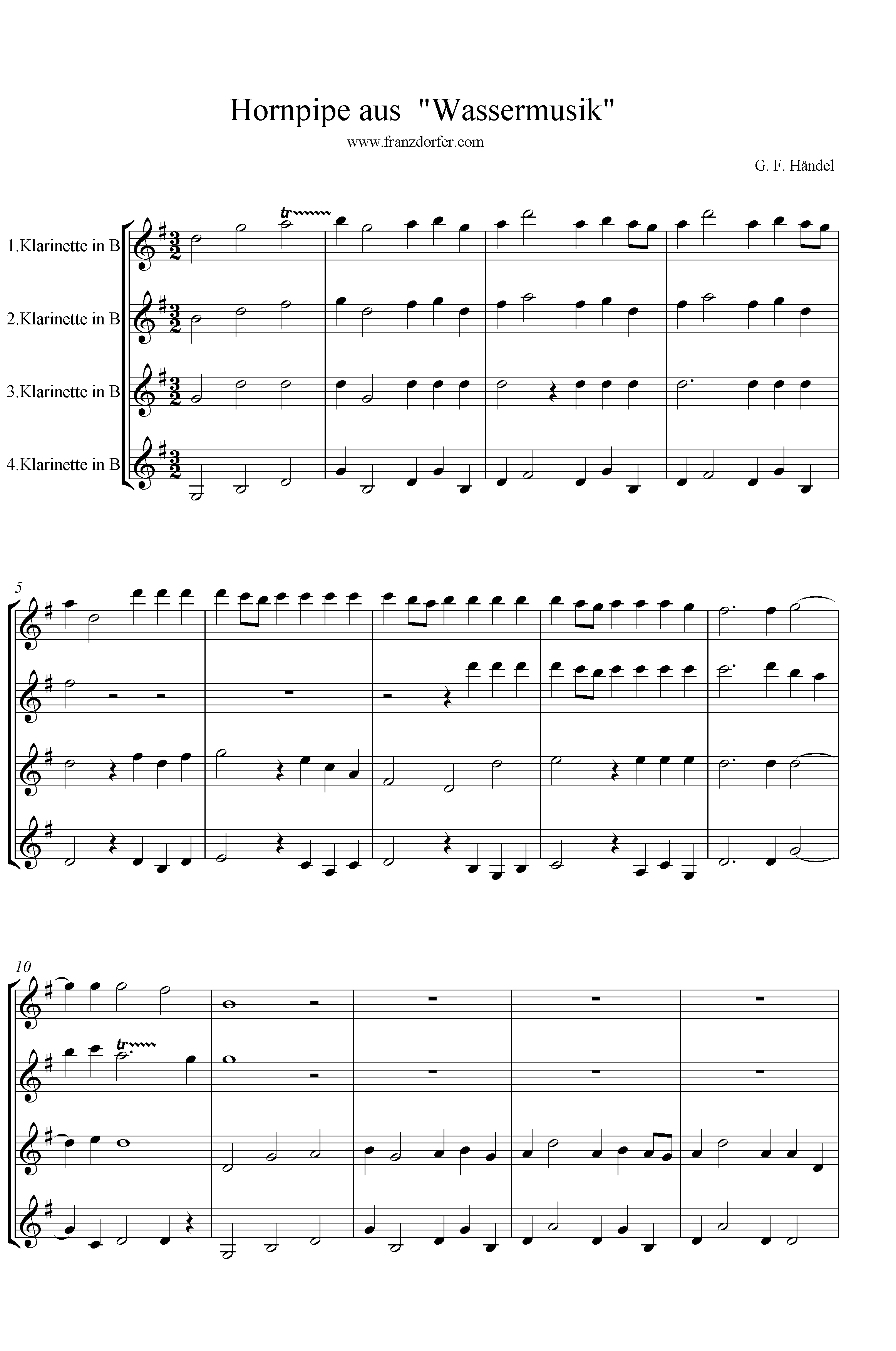 freesheet music  download hornpipe händel