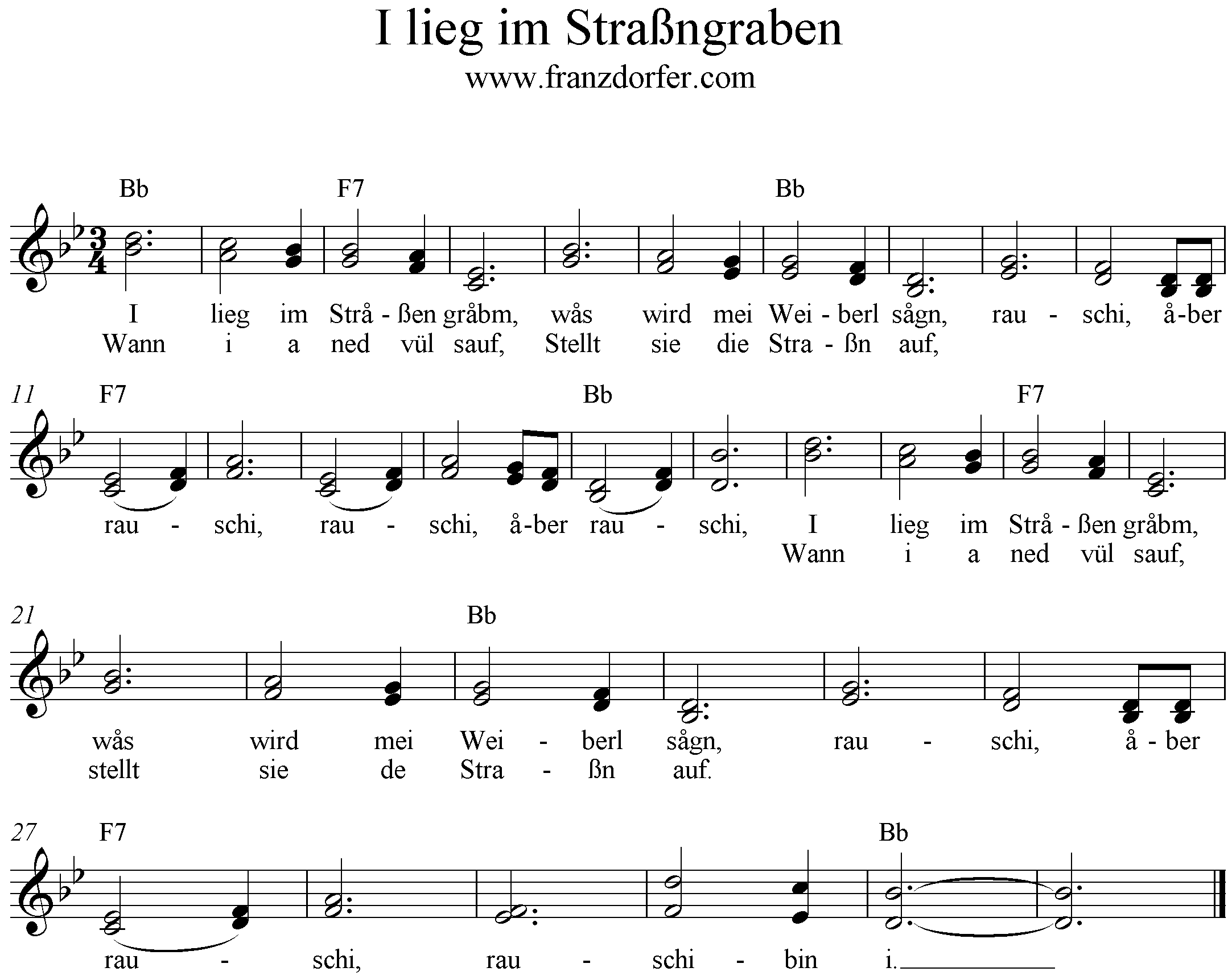 Noten i lieg im straßengrabn