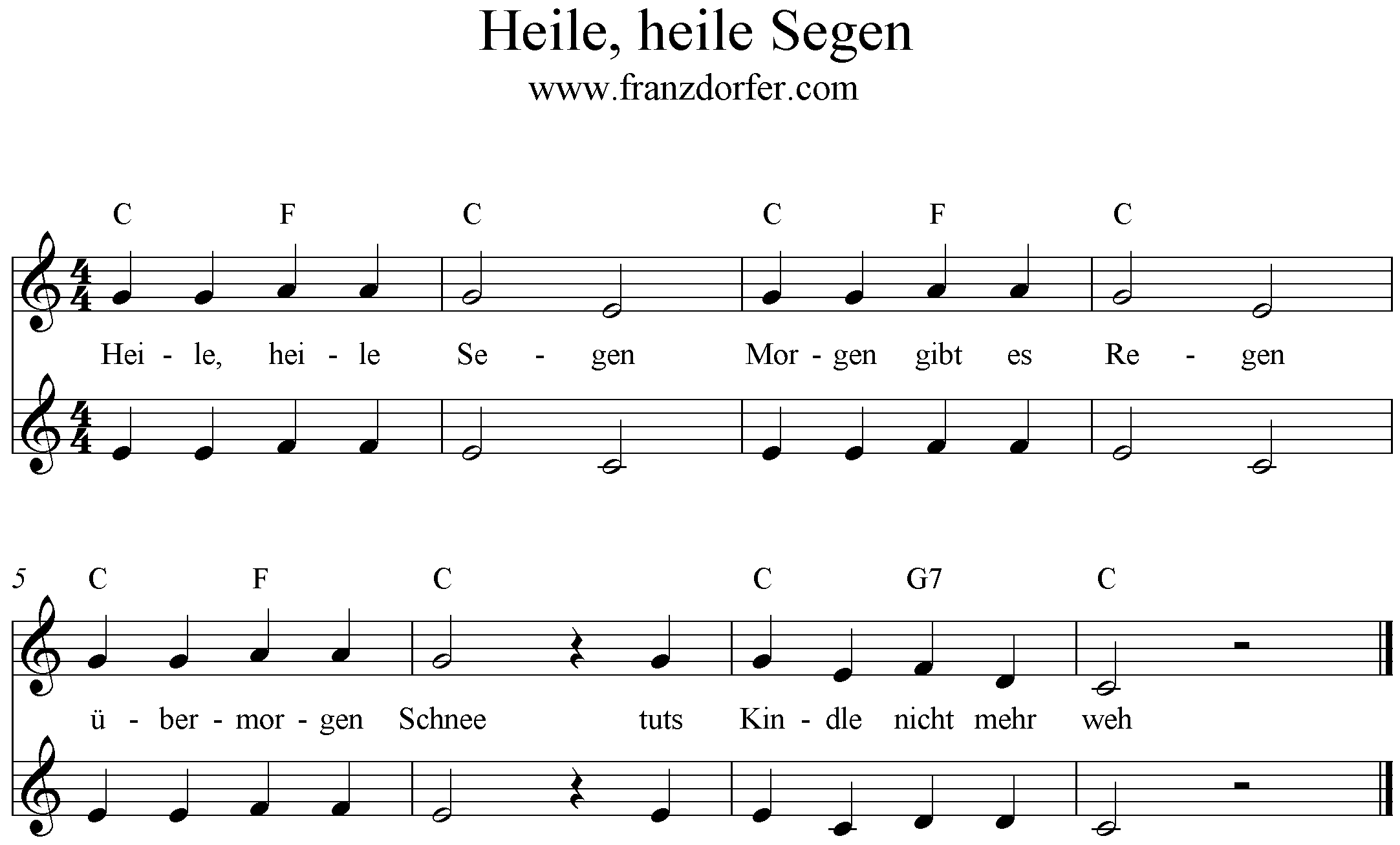 Noten Heile, heile Segen