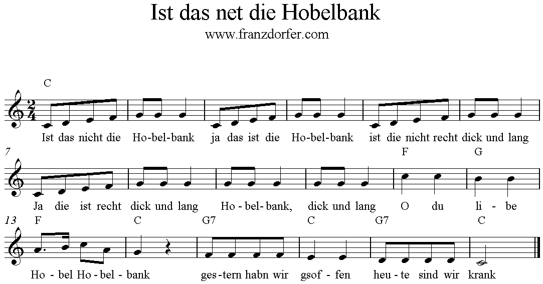 Noten Ist das net die Hobelbank