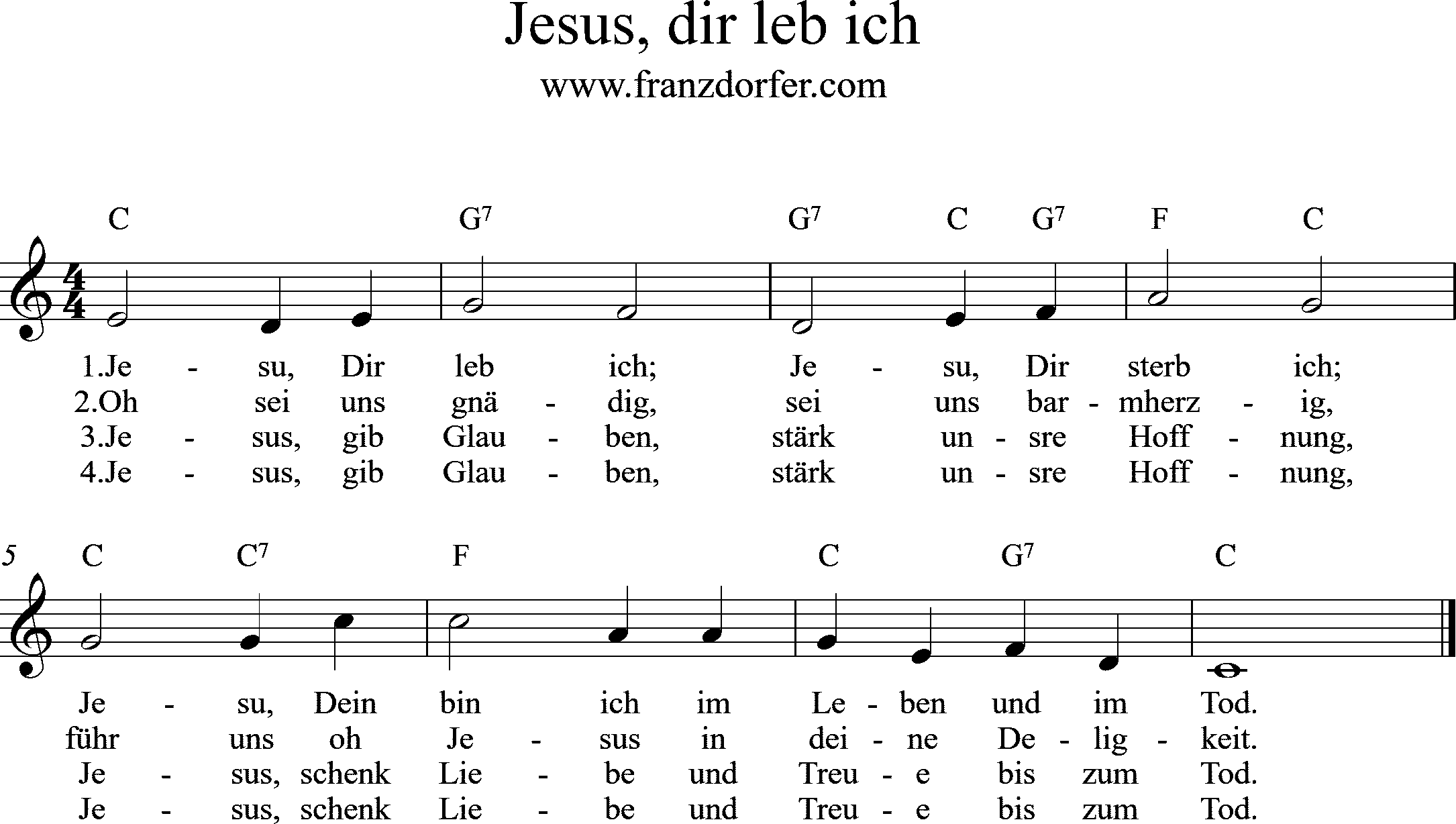 Noten - Jesus dir leb ich