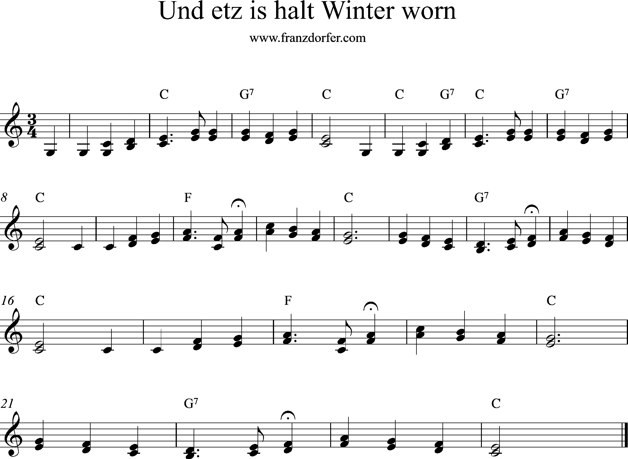 Noten, Aitz is hoit Winter worn